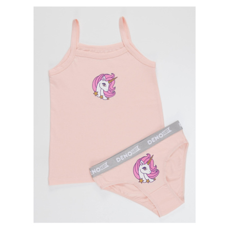 Denokids Unicorn Girl Child Pink Singlets With Panties Set