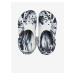 Bielo-čierne detské vzorované papuče Crocs Classic Marbled Clog