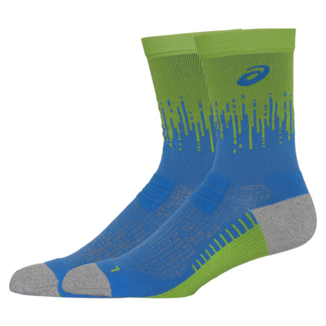 Zeleno-modré vysoké športové ponožky ASICS Performance Run Sock Crew 3013A977-400