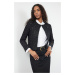 Trendyol Black Crop Lined Sequin Detailed Jacket-Look Knitwear Cardigan