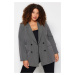 Trendyol Curve Grey Double Breasted Lined Plus Size Blazer Jacket