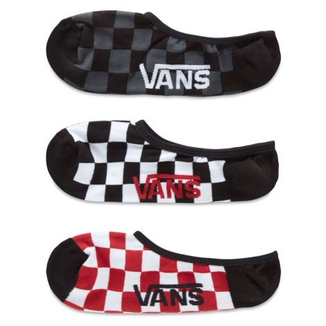 VANS 3 PACK - členkové ponožky CLASSIC SUPER NO SHOW RED-WHITE CHECK 42,5-47