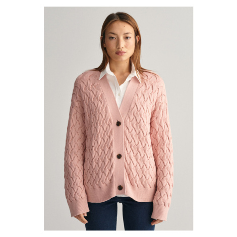 KARDIGÁN GANT TEXTURED COTTON CARDIGAN DUSTY ROSE