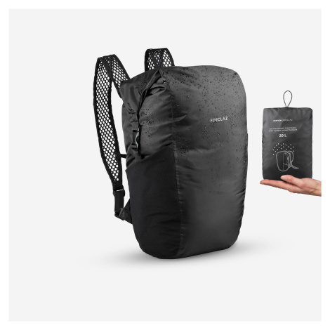 Skladný a nepremokavý cestovný batoh Travel 20 litrov čierny FORCLAZ