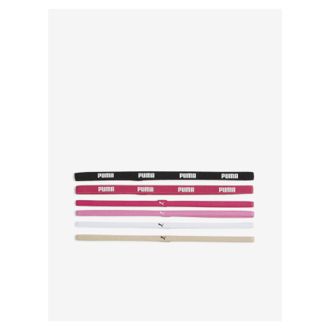 Súprava šiestich dámskych športových čeleniek v čiernej, ružovej a bielej farbe Puma AT Sportban