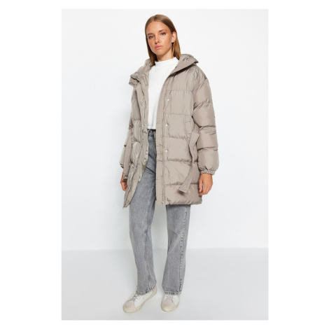 Trendyol norkový oversize dlhý nafukovací kabát s klenutou kapucňou a vodoodpudivým prostriedkom