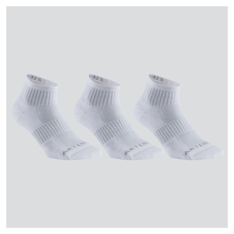 Športové ponožky RS 500 stredne vysoké 3 páry biele ARTENGO