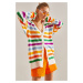 Bianco Lucci Women's Multi Color Striped Knitwear Cardigan