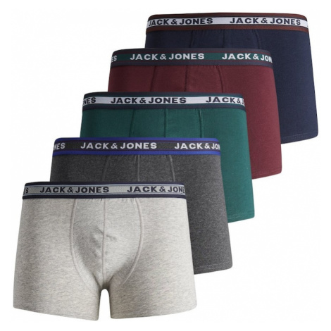 JACK & JONES Boxerky 'Oliver'  námornícka modrá / sivá / tmavozelená / vínovo červená