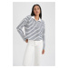 DEFACTO Regular Fit Striped Polo Neck Sweatshirt