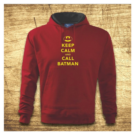 Mikina s kapucňou s motívom Keep calm and call Batman.