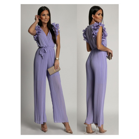 Pleated jumpsuit with ruffles, lilac FASARDI