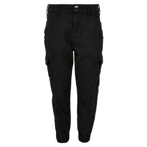 Girls' high-waisted cargo trousers black