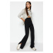 Trendyol Black With Slits in the Sides, Flare/Flare-Flare High Waist Knitted Trousers