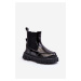 Children's patent leather ankle boots with zipper, warm, black Jolynn