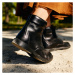 Vasky Lydie Black - Dámske kožené členkové topánky čierne, ručná výroba jesenné / zimné topánky