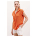 Bigdart 20123 Polo Neck Knitted Blouse - Orange