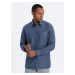 Ombre Men's cotton shirt with pocket REGULAR FIT - blue