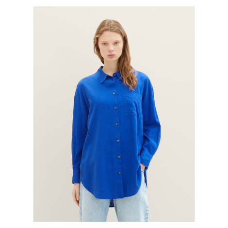 Modrá dámska ľanová košeľa Tom Tailor Denim