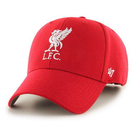 Čiapka 47 brand Epl Liverpool FC červená farba, s nášivkou, EPL-MVP04WBV-RDB