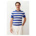 Trendyol Saks Slim-Tight Fit Crew Neck Striped Knitwear T-Shirt