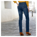 Blancheporte Rovné džínsy s vysokým pásom, pre nižšiu postavu tmavomodrá