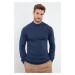 Trendyol Indigo Slim Fit Slim Cut Half Turtleneck Raglan Sleeve Basic Knitwear Sweater