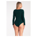 TMAVOZELENÉ DÁMSKE BODY S VÝSTRIHOM M1037 GREEN