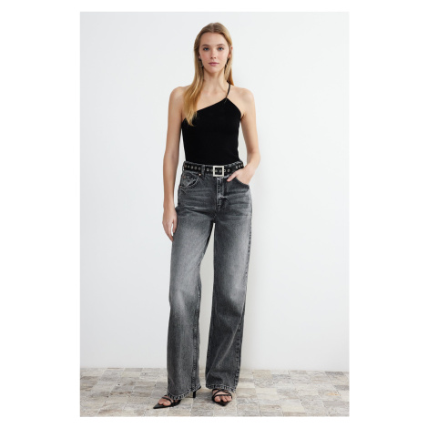 Trendyol Gray High Waist Wide Leg Jeans