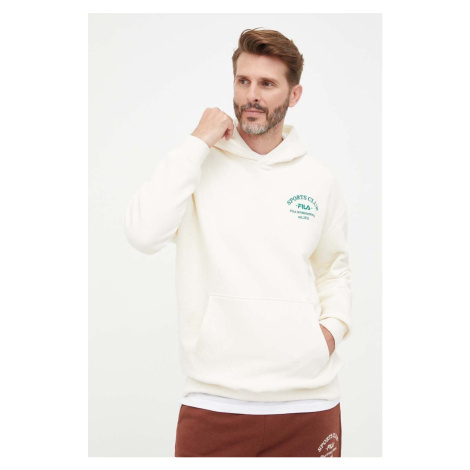 Mikina Fila pánska, béžová farba, s kapucňou, jednofarebná