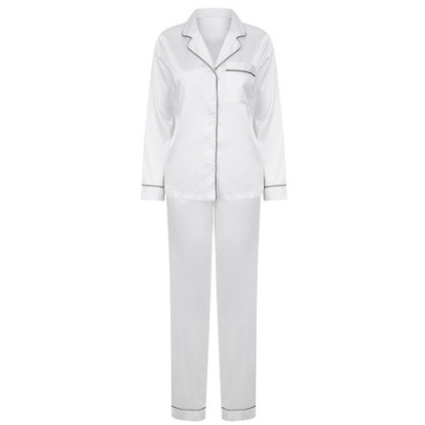 Towel City Dámske saténové dlhé pyžamo TC055 White