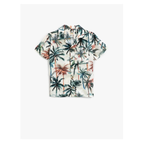 Koton Summer Theme Palm Pattern Short Sleeve Shirt 2skb60025tw