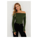 Cool & Sexy Women's Green Boat Neck Blouse