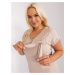 Beige plus size blouse with bow