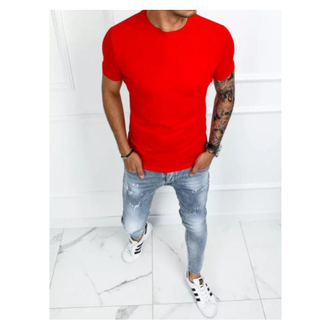 Pánske červené basic tričko s krátkym rukávom DStreet