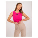 Fuchsia women's ribbed top with a round neckline