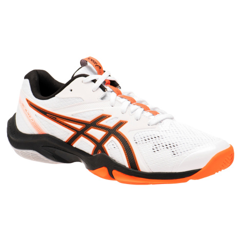 Pánska obuv gel-blade 8 na bedminton squash a indoorové športy bielo-oranžová Asics