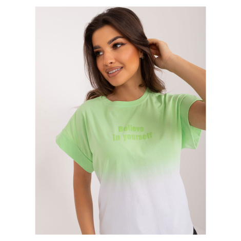 Light Green Ombre Cotton Women's T-Shirt