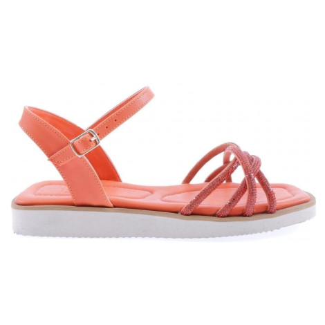 DGN 535-23Y Women's Cross Silver Stone Sandals Orange