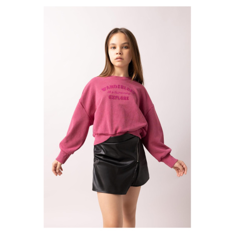 DEFACTO Girl Oversize Fit Crew Neck Printed Sweatshirt