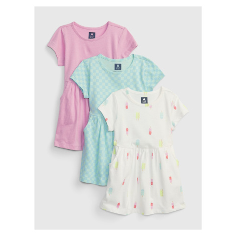 Farebné dievčenské šaty z organickej bavlny, 3ks GAP