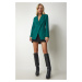 Happiness İstanbul Women's Emerald Green Double Breasted Lapel Single Button Blazer Jacket