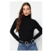 Trendyol čierna prémiová/špeciálna priadza stojaci golier Základný pletený sveter