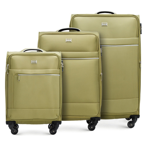 Mäkká súprava kufrov s lesklým predným zipsom 56-3S-85S-80 Wittchen