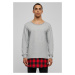 Long Flanell Bottom Open Edge Crewneck Grey/Block/Red