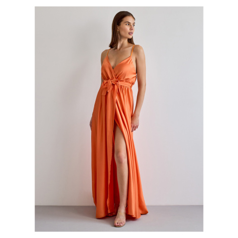 Oranžové saténové šaty Helda