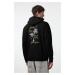 Trendyol Black Oversize/Wide Cut Hooded Fleece Embroidered Sweatshirt