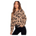 Hnedý leopardí pletený sveter