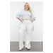 Trendyol Curve White High Waist Wide Leg Denim Trousers