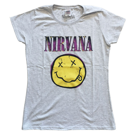 Nirvana tričko Xerox Smiley Pink Šedá
